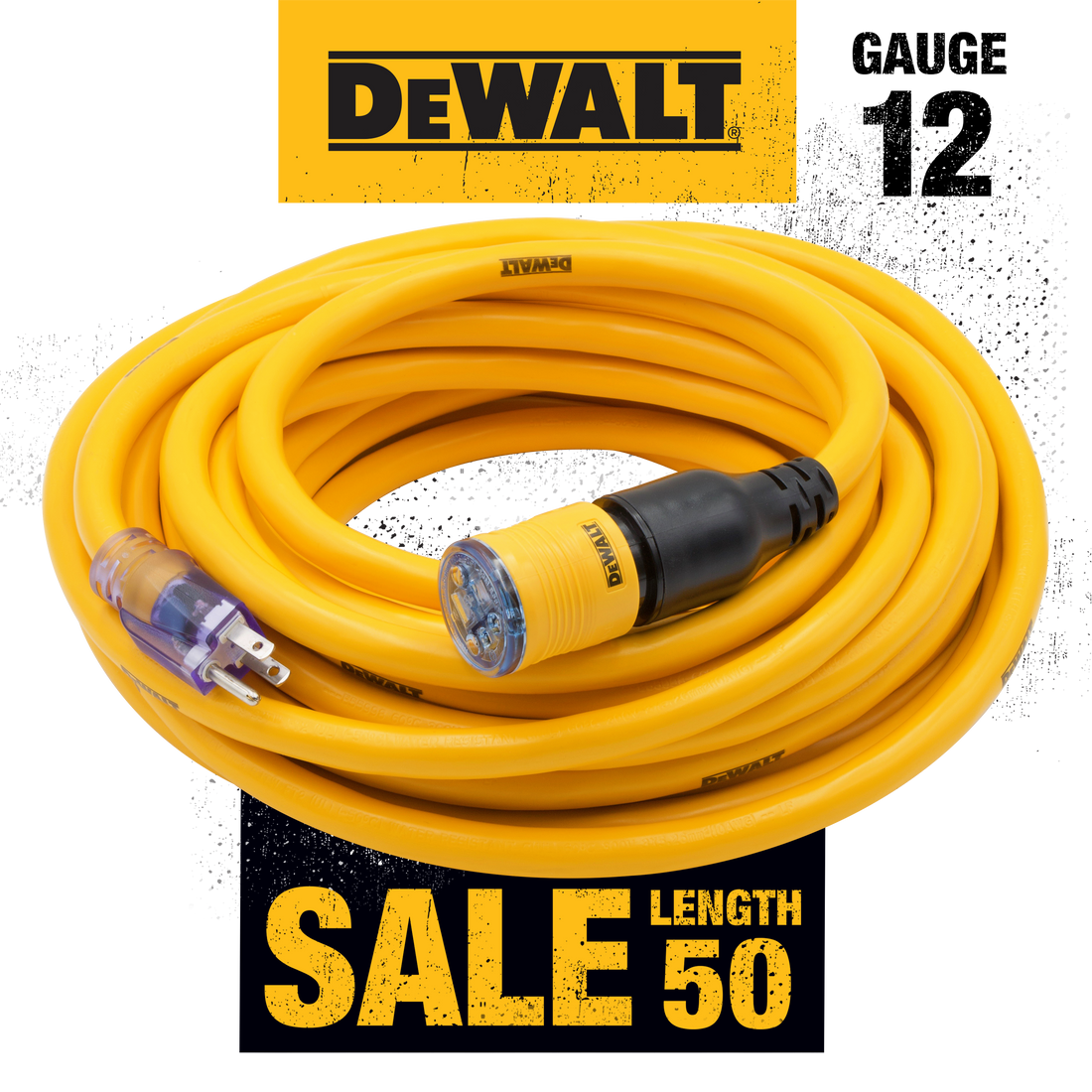 ClicktoLock DEWALT Dual Lighted Extension Cord Bad Ass Extension Cords