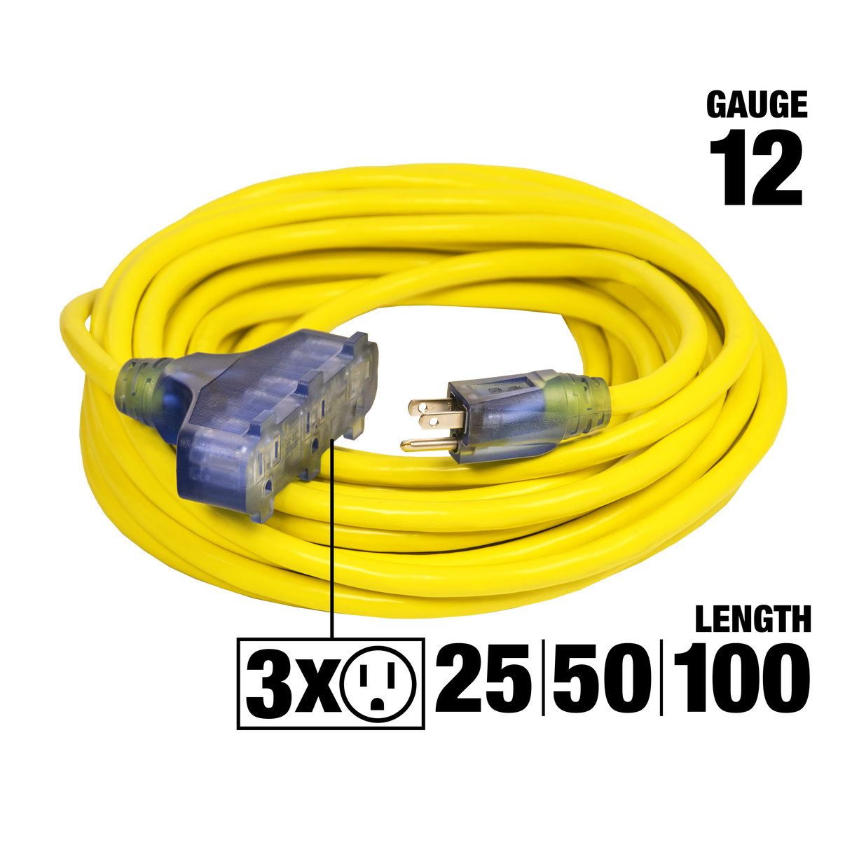 Outdoor Single Lighted 3Outlet Extension Cords Bad Ass Extension Cords