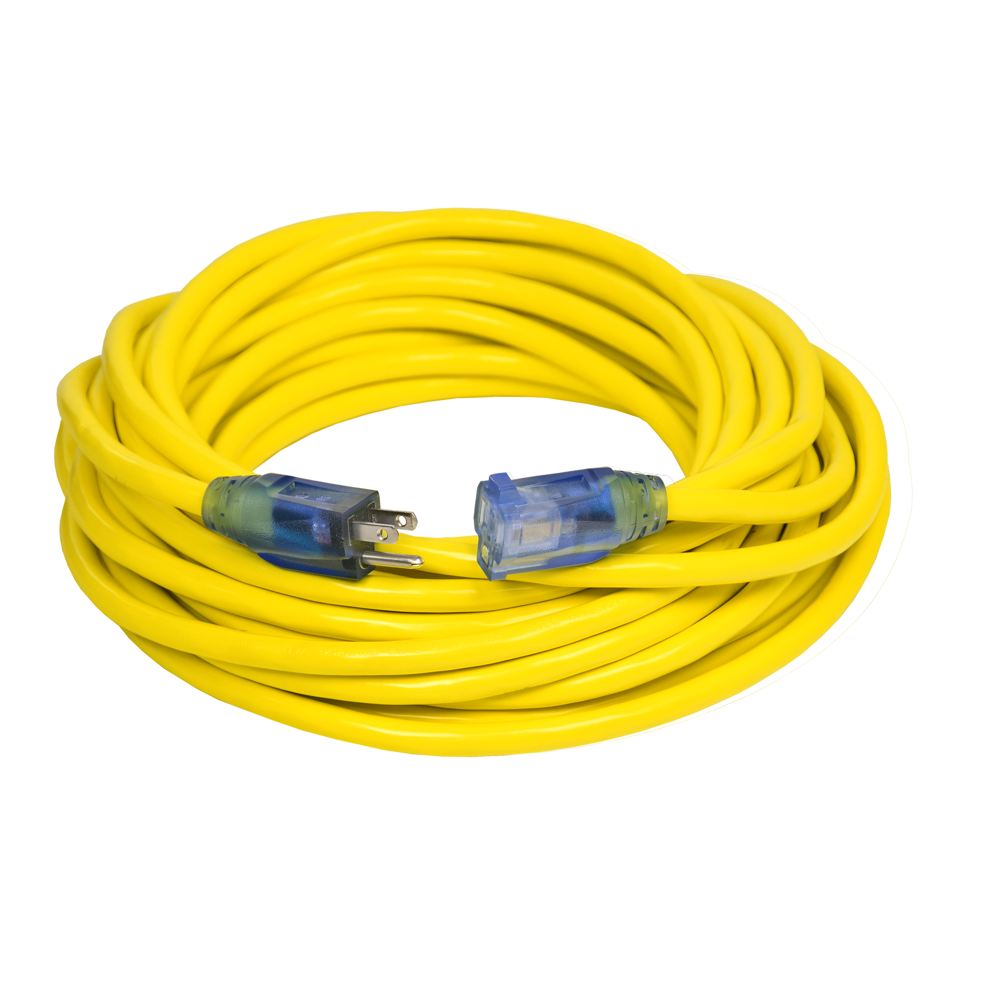 Heavy-Duty Dual Lighted Extension Cord w/ Safety CGM 25 ft / 10 Gauge / Yellow